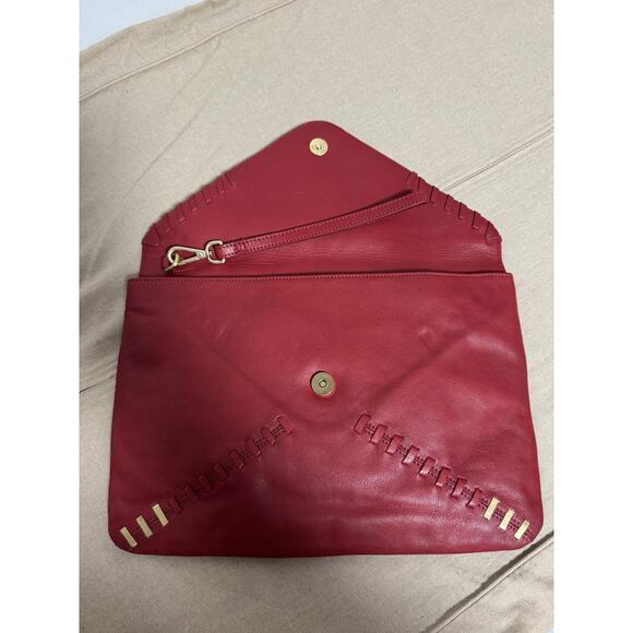 Fabiola Pedrazzini Clutch Wristlet Womens One Size Red Leather Envelope Studded - Picture 6 of 10